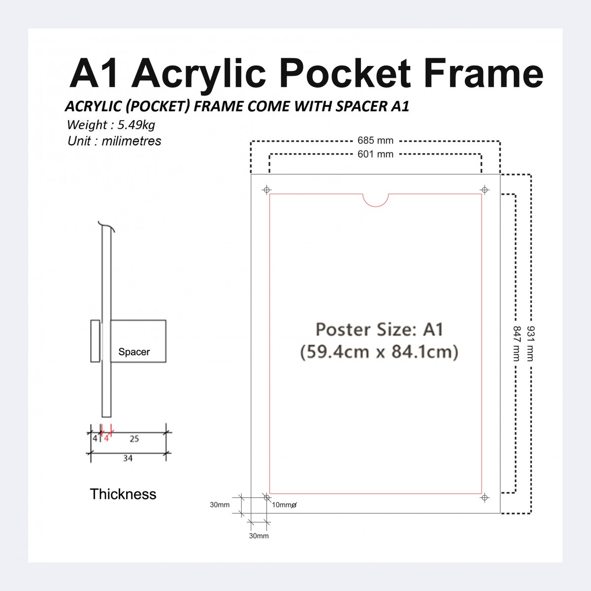 Acrylic Pocket Frame